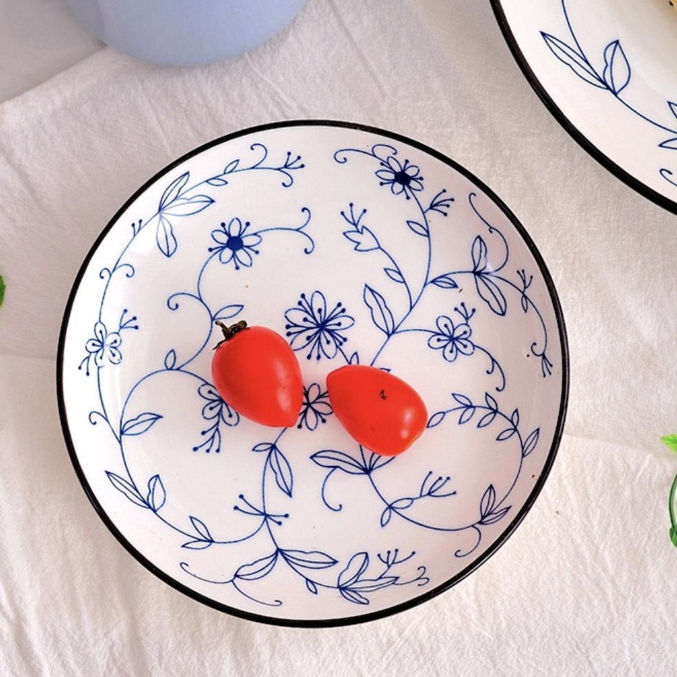 Blue and White Floral Snack Plate Nestasia