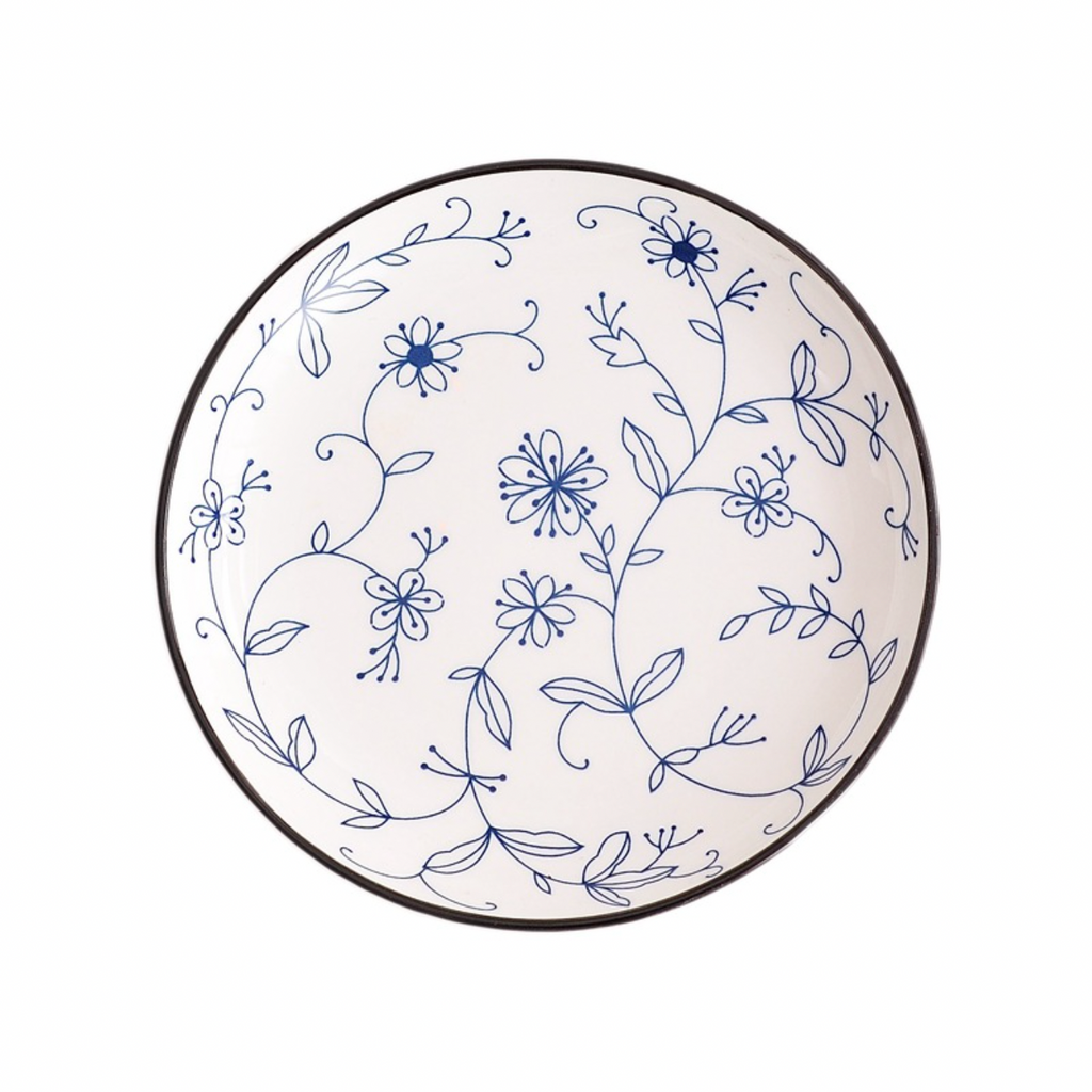 Blue and White Floral Snack Plate Nestasia