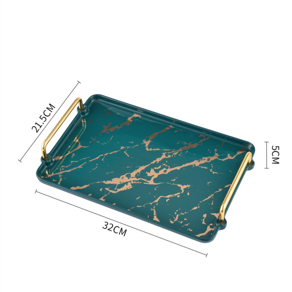 Marble Finish Tray With Handle Nestasia