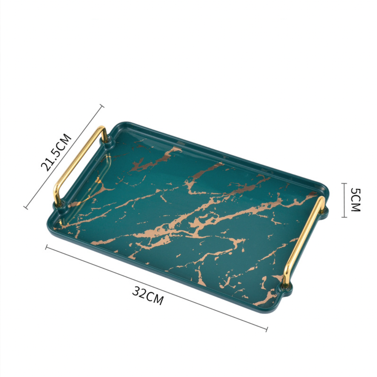Marble Finish Tray With Handle Nestasia