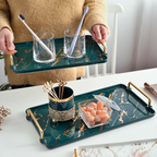 Marble Finish Tray With Handle Nestasia