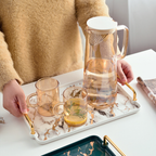Marble Finish Tray With Handle Nestasia