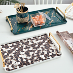 Marble Finish Tray With Handle Nestasia