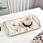 Marble Finish Tray With Handle Nestasia