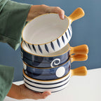 Ceramic Capri Snack Bowl With Handle Nestasia