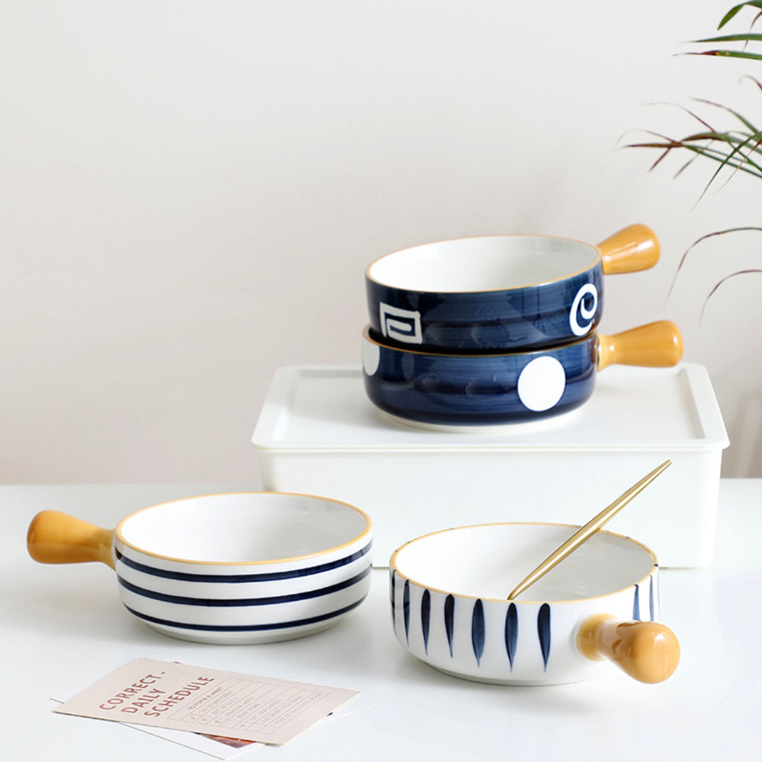 Ceramic Capri Snack Bowl With Handle Nestasia