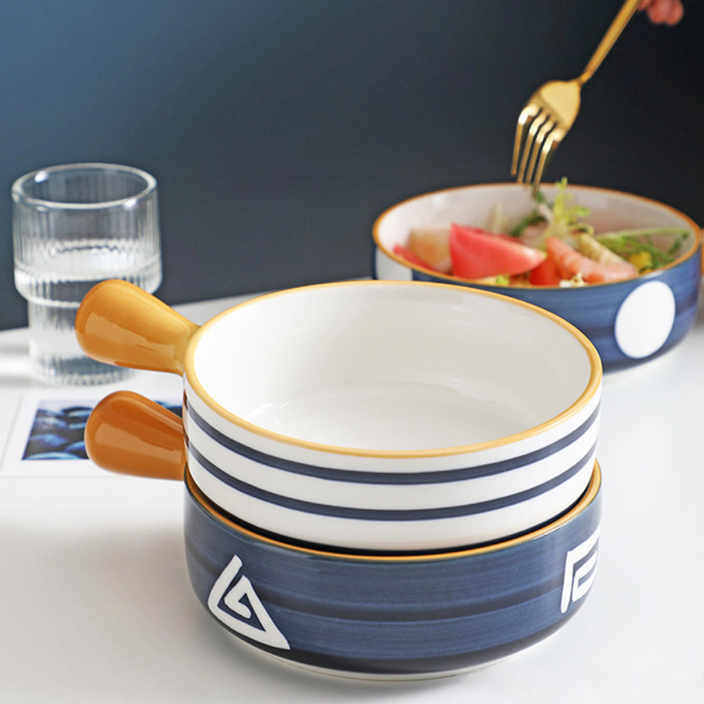 Ceramic Capri Snack Bowl With Handle Nestasia