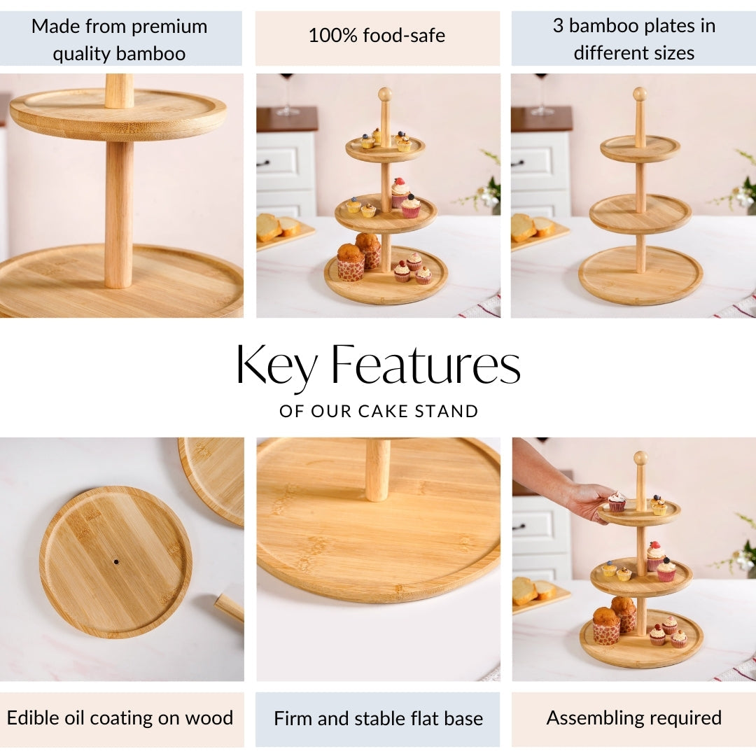 3 Tier Bamboo Cupcake Stand Nestasia