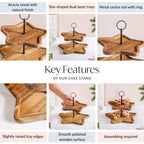 Star 2 Tier Wooden Cake Stand Nestasia