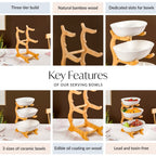 White 3 Tier Ceramic Fruit Bowl With Stand Nestasia