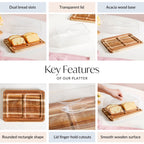 Acacia Wood Bread Box With Transparent Cloche 22cm Nestasia