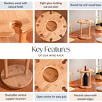 Mod Round Wooden Wine Bottle And Glass Holder Nestasia