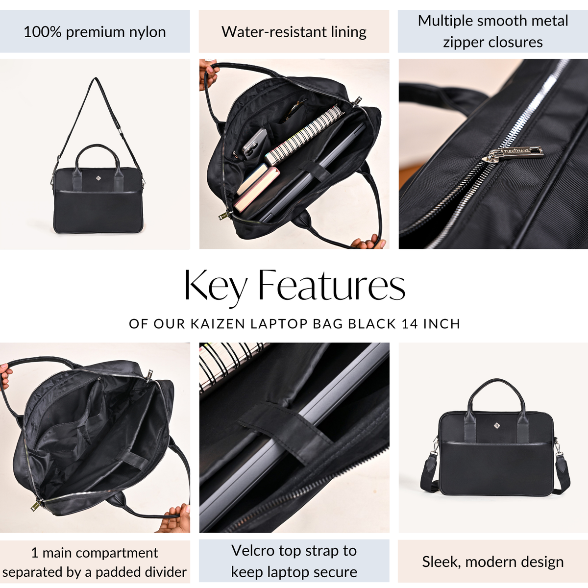 Kaizen Laptop Bag Black 14 Inch Nestasia