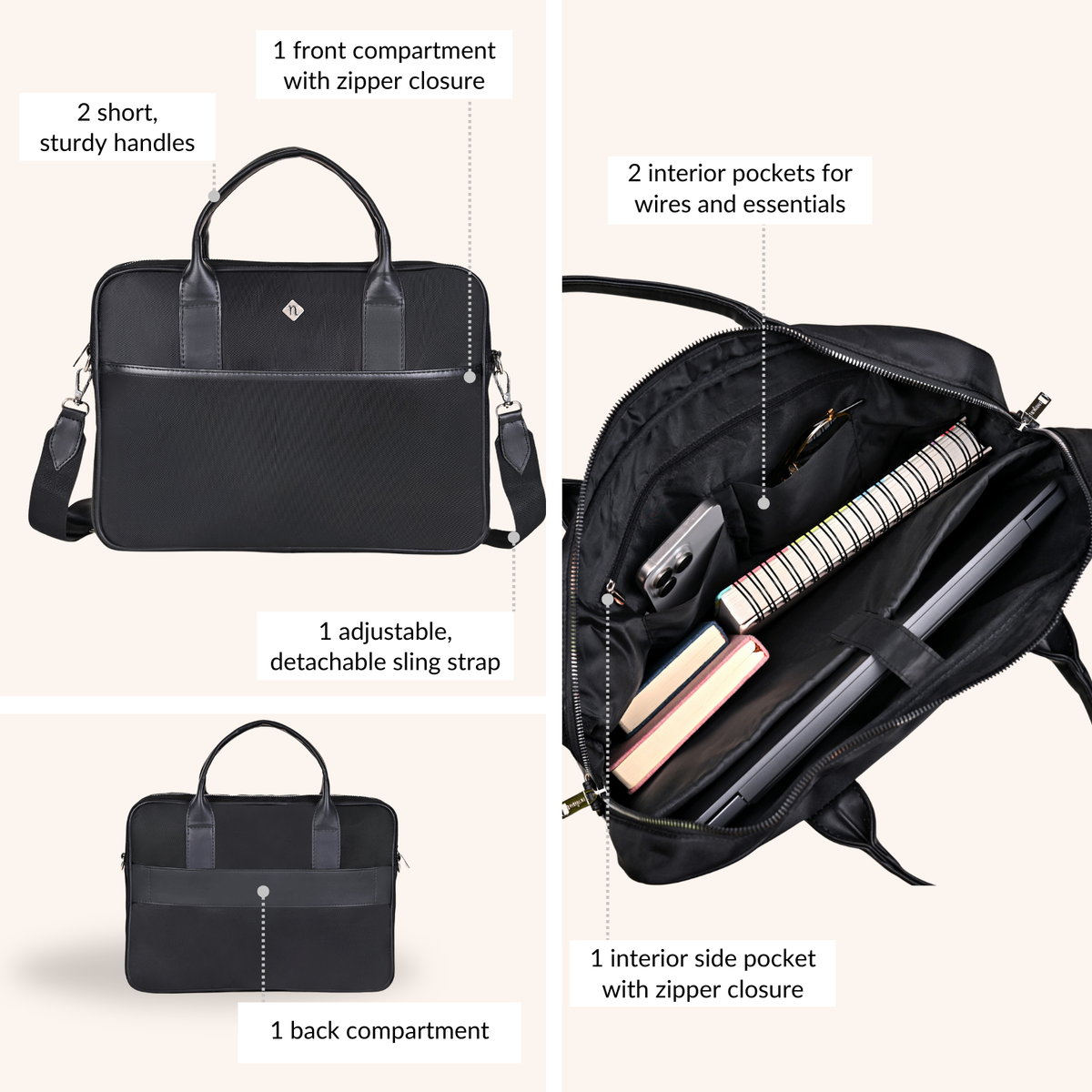 Kaizen Laptop Bag Black 14 Inch Nestasia