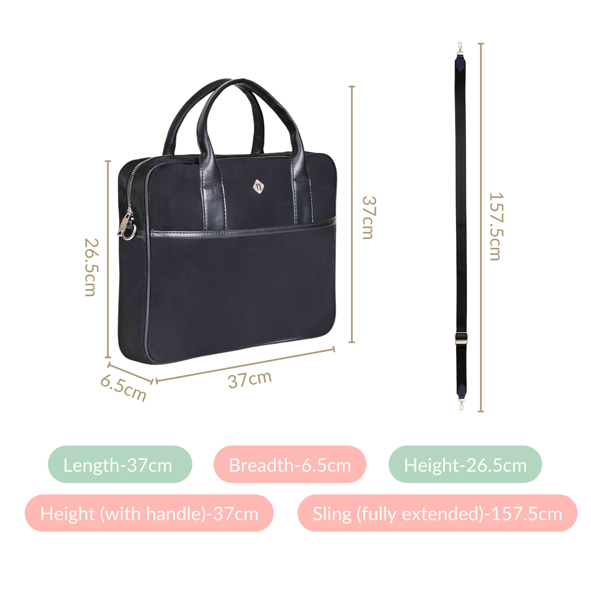 Kaizen Laptop Bag Black 14 Inch Nestasia