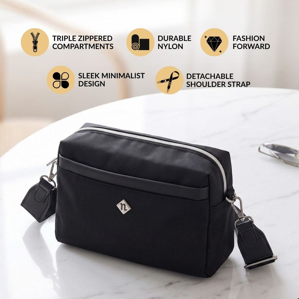 Enigma Shoulder Sling Bag Black Nestasia