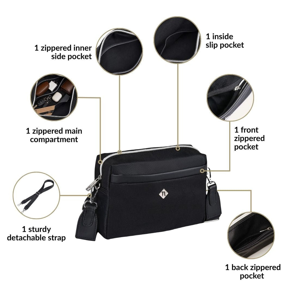 Enigma Shoulder Sling Bag Black Nestasia
