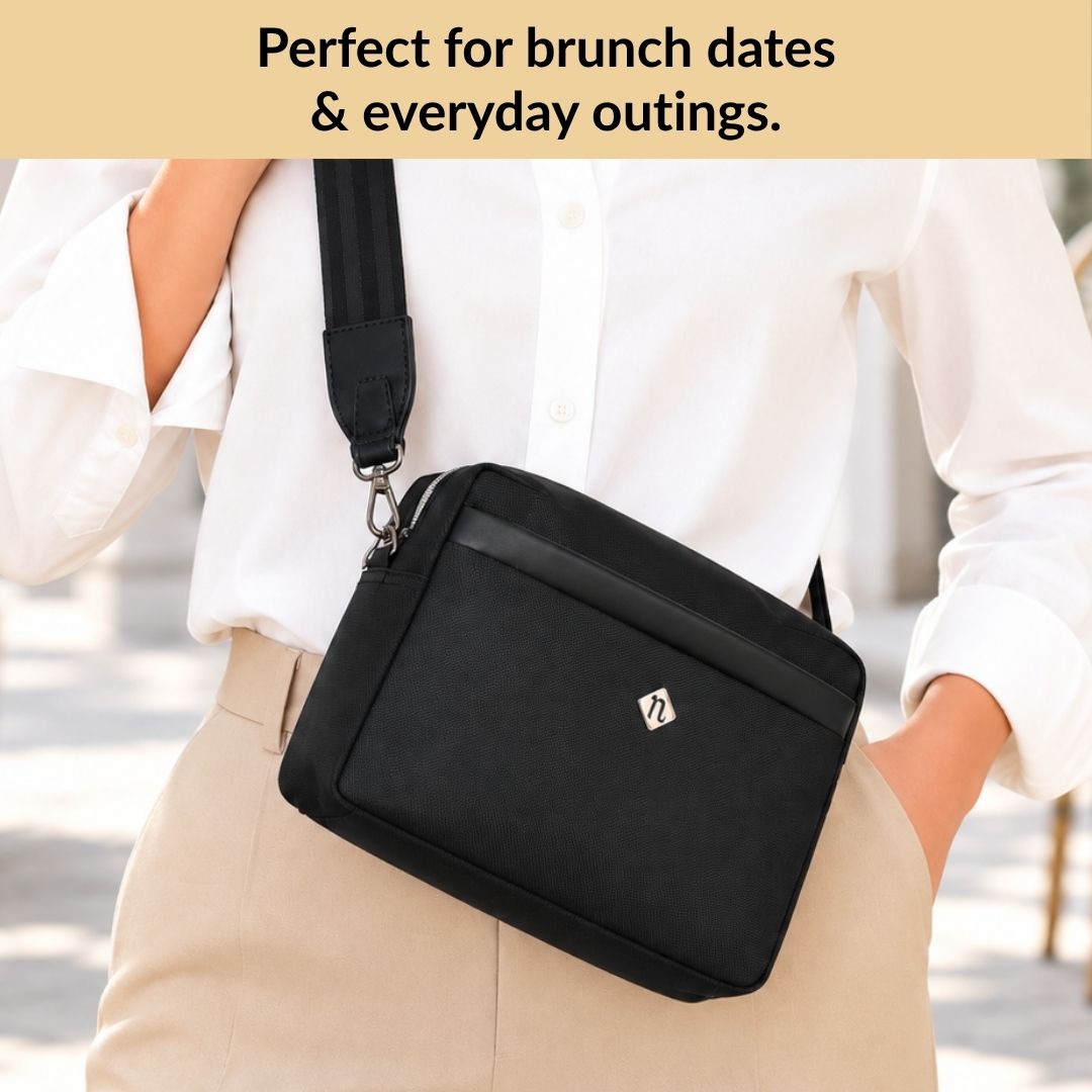 Enigma Shoulder Sling Bag Black Nestasia