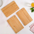 Natural Bamboo Serving Platter Chopping Board Set Of 3 Nestasia