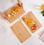 Natural Bamboo Serving Platter Chopping Board Set Of 3 Nestasia