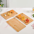 Natural Bamboo Serving Platter Chopping Board Set Of 3 Nestasia