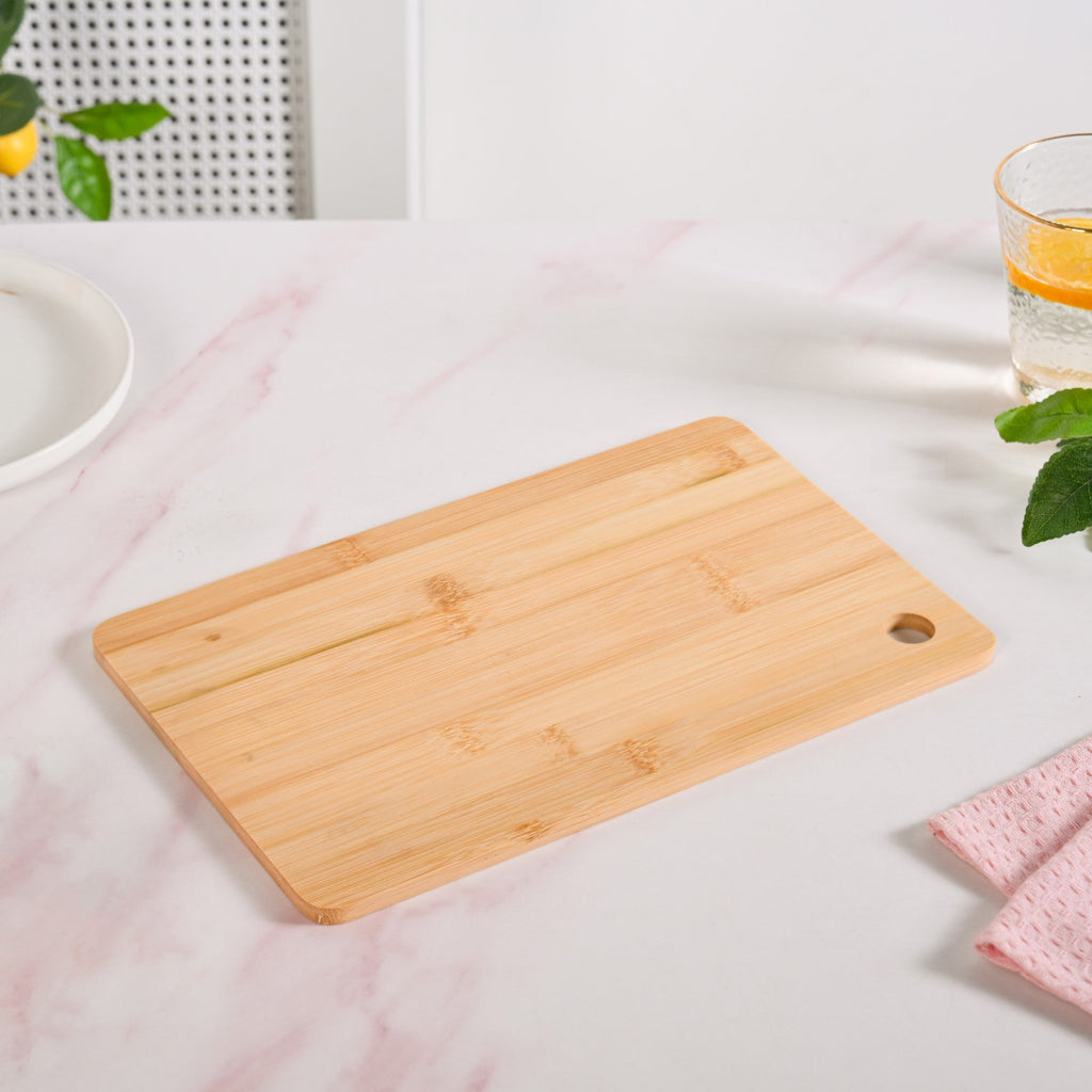 Natural Bamboo Serving Platter Chopping Board Set Of 3 Nestasia