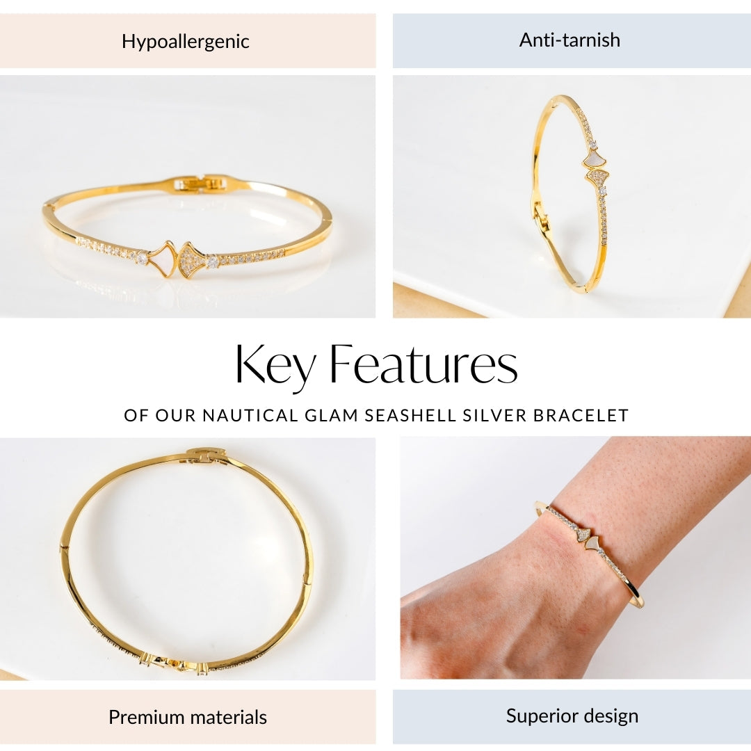 Nautical Glam Seashell Gold Bracelet Nestasia