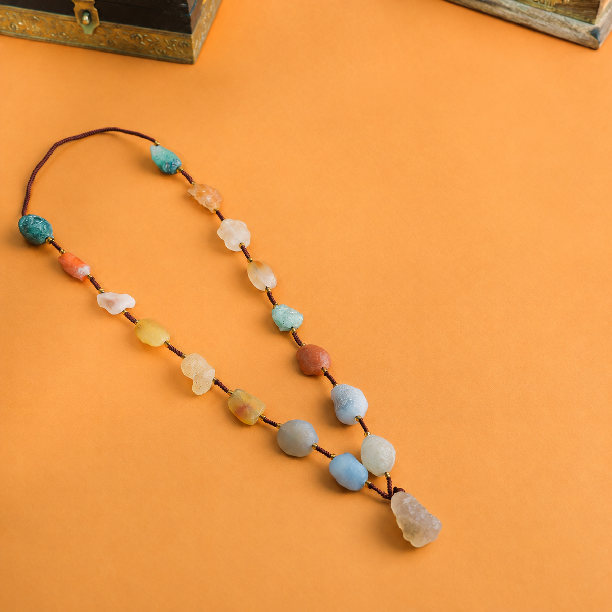 Resin Marble Bead Necklace Jewelry with Tribal Charm Vedansh Craft