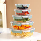Nestro Airtight Food Storage Box Set Of 5 Green XS 185ml S 370ml M 600ml L 1000ml XL 1500ml Nestasia