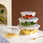 Nestro Airtight Food Storage Square Container Set Of 4 Beige S 300ml M 500ml L 800ml XL 1200ml Nestasia