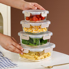 Nestro Airtight Food Storage Square Container Set Of 4 Beige S 300ml M 500ml L 800ml XL 1200ml Nestasia