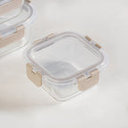 Nestro Airtight Food Storage Square Container Set Of 4 Beige S 300ml M 500ml L 800ml XL 1200ml Nestasia