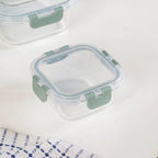 Nestro Airtight Food Storage Square Container Set Of 4 Green S 300ml M 500ml L 800ml XL 1200ml Nestasia