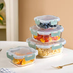 Nestro Airtight Food Storage Square Container Set Of 4 Green S 300ml M 500ml L 800ml XL 1200ml Nestasia