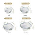 Nestro Airtight Food Storage Square Container Set Of 4 Green S 300ml M 500ml L 800ml XL 1200ml Nestasia