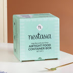 Nestro Airtight Food Storage Square Container Set Of 4 Green S 300ml M 500ml L 800ml XL 1200ml Nestasia