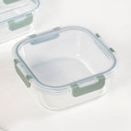 Nestro Airtight Food Storage Square Container Set Of 4 Green S 300ml M 500ml L 800ml XL 1200ml Nestasia