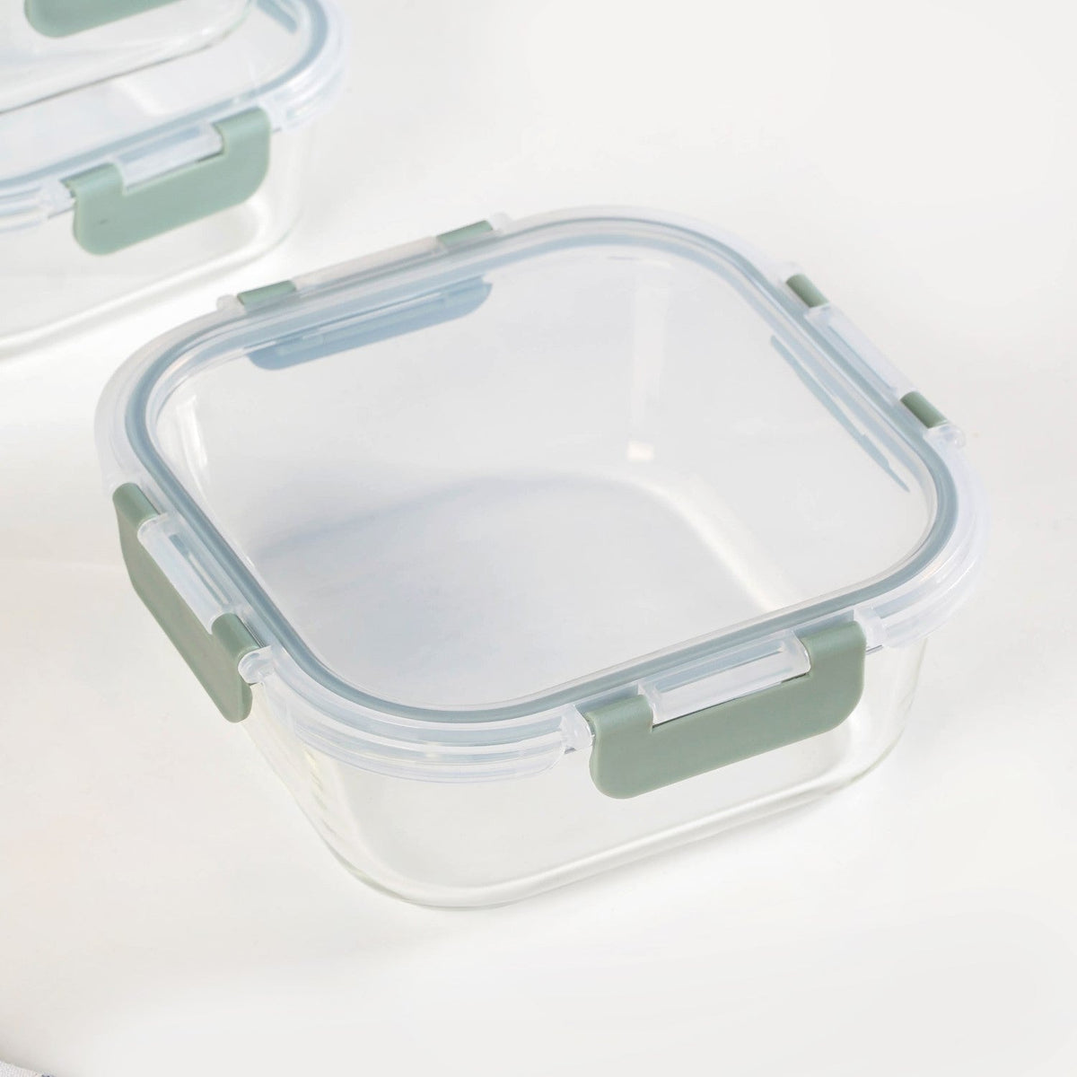 Nestro Airtight Food Storage Square Container Set Of 4 Green S 300ml M 500ml L 800ml XL 1200ml Nestasia