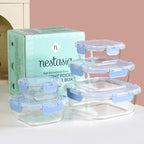 Nestro Airtight Food Storage Square Container Set Of 5 Blue XS 160 S 300 M 500 L 800 XL 1200 Nestasia