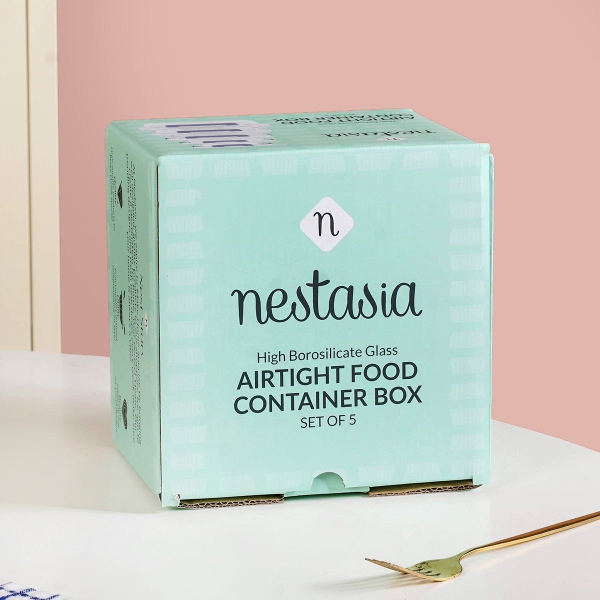Nestro Airtight Food Storage Square Container Set Of 5 Blue XS 160 S 300 M 500 L 800 XL 1200 Nestasia