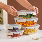 Nestro Leakproof Food Storage Box Set Of 5 Beige XS 185ml S 370ml M 600ml L 1000ml XL 1500ml Nestasia