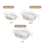Nestro Leakproof Rectangular Food Storage Box Set Of 3 Beige S 600ml M 1000ml L 1500ml Nestasia