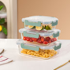 Nestro Leakproof Rectangular Food Storage Box Set Of 3 Green S 600ml M 1000ml L 1500ml Nestasia