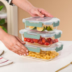 Nestro Leakproof Rectangular Food Storage Box Set Of 3 Green S 600ml M 1000ml L 1500ml Nestasia