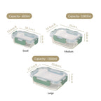 Nestro Leakproof Rectangular Food Storage Box Set Of 3 Green S 600ml M 1000ml L 1500ml Nestasia