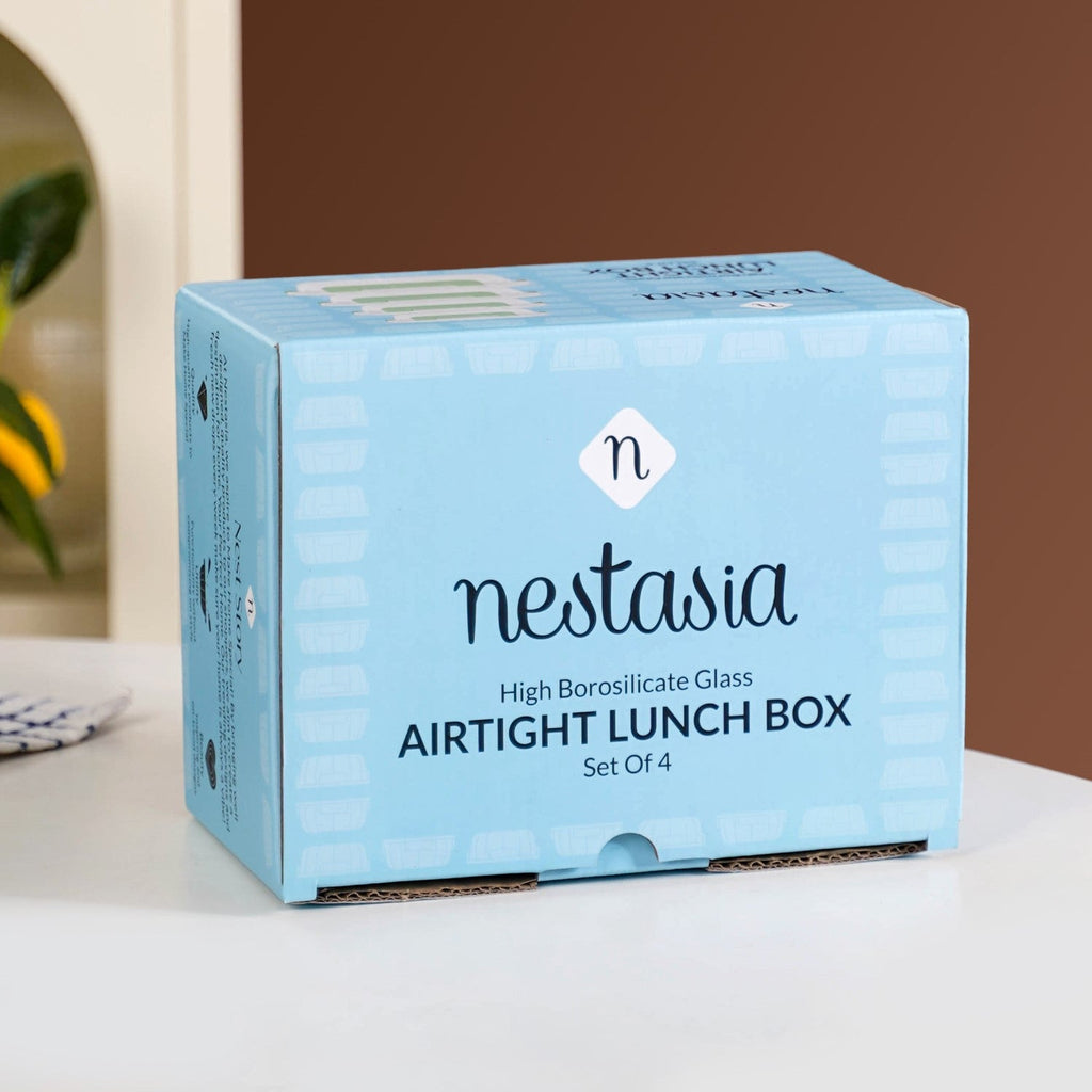 Nestro Leakproof Stackable Food Storage Lunch Box Set Of 4 Beige S 185ml M 370ml L 600ml XL 1000ml Nestasia