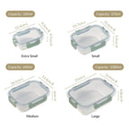 Nestro Leakproof Stackable Food Storage Lunch Box Set Of 4 Green S 185ml M 370ml L 600ml XL 1000ml Nestasia