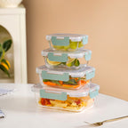 Nestro Leakproof Stackable Food Storage Lunch Box Set Of 4 Green S 185ml M 370ml L 600ml XL 1000ml Nestasia