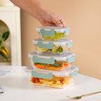 Nestro Leakproof Stackable Food Storage Lunch Box Set Of 4 Green S 185ml M 370ml L 600ml XL 1000ml Nestasia