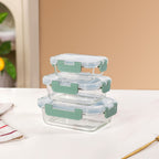 Nestro Microwave Safe Airtight Storage Box Set Of 3 Green S 185ml M 370ml L 600ml Nestasia